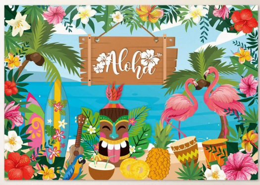 Happy Birthday Aloha Party Decoration Package with Backdrop