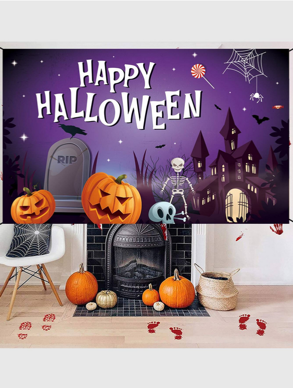 Happy Halloween Purple Backdrop