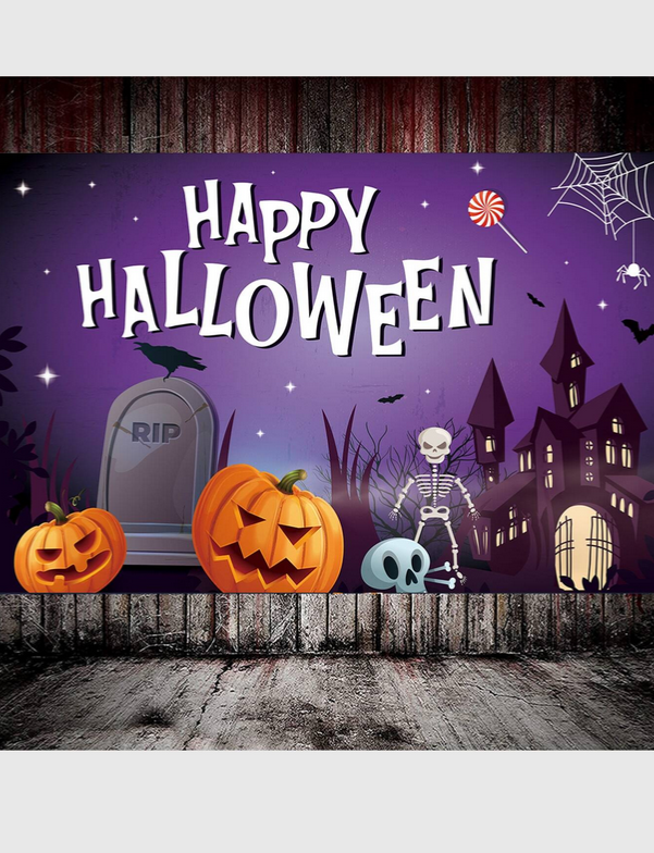 Happy Halloween Purple Backdrop