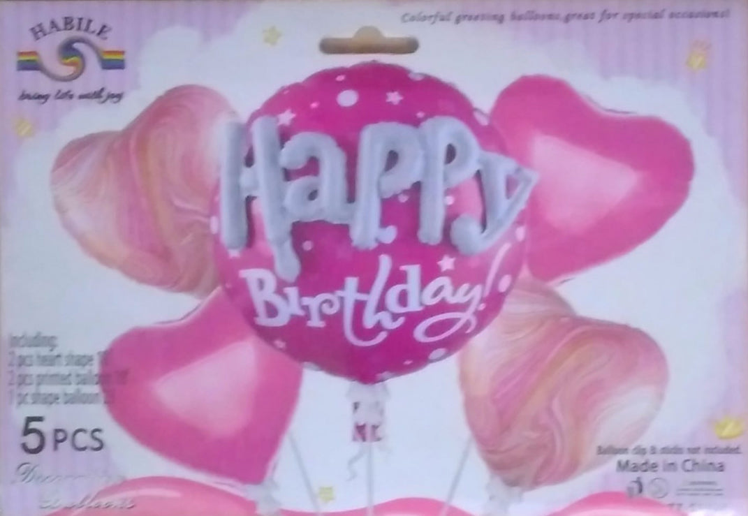 2D Happy Birthday Foil Balloon (Pink) - Preppy Kids (Grand Bazaar)