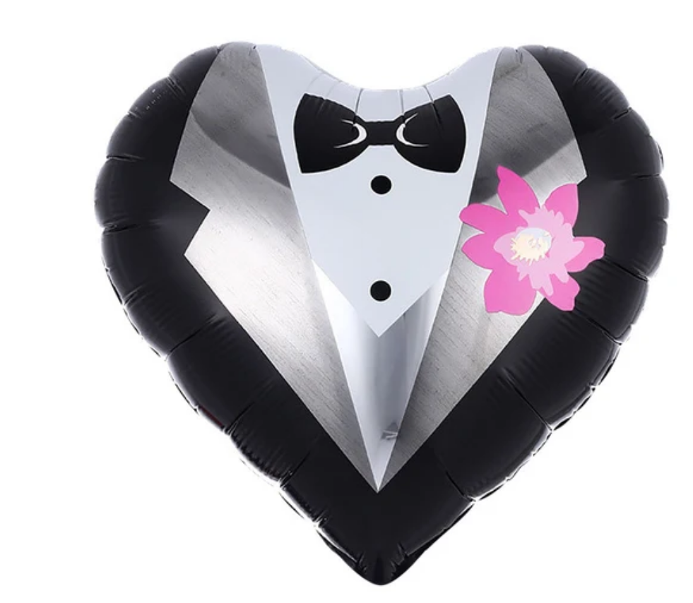 Groom Tuxedo Heart Foil Balloon