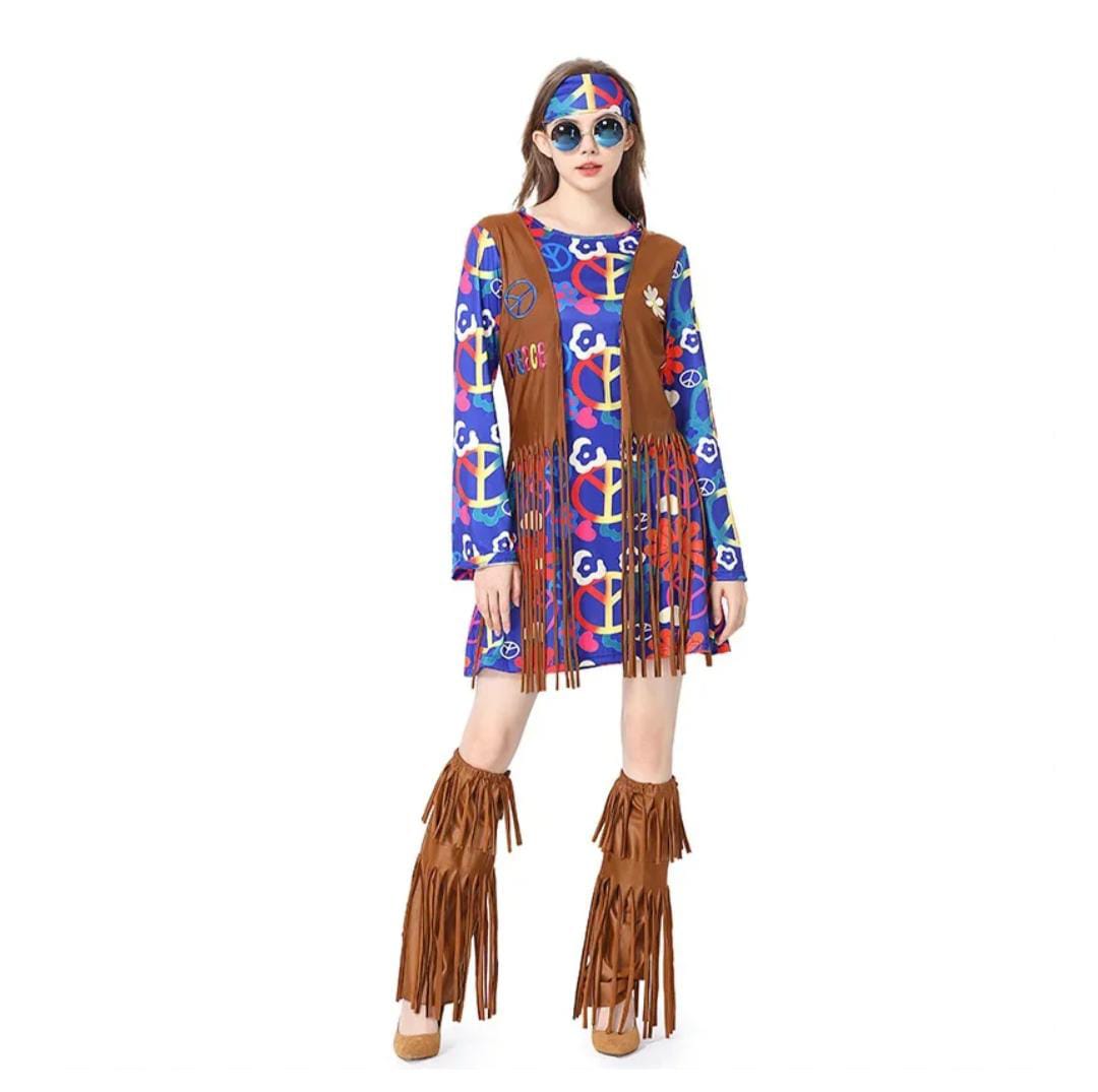 Hippie Dress Cosplay Costume 80s female adult costume blue