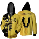 Harry Potter Hufflepuff 3D Zipper Hoodie