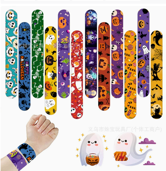 Halloween-themed slap bracelets
