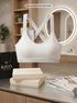 White Good Luck ribbed cross-back training bra