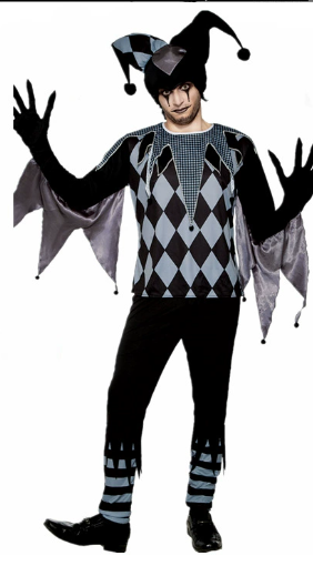 Black and White Jester Cosplay Costume