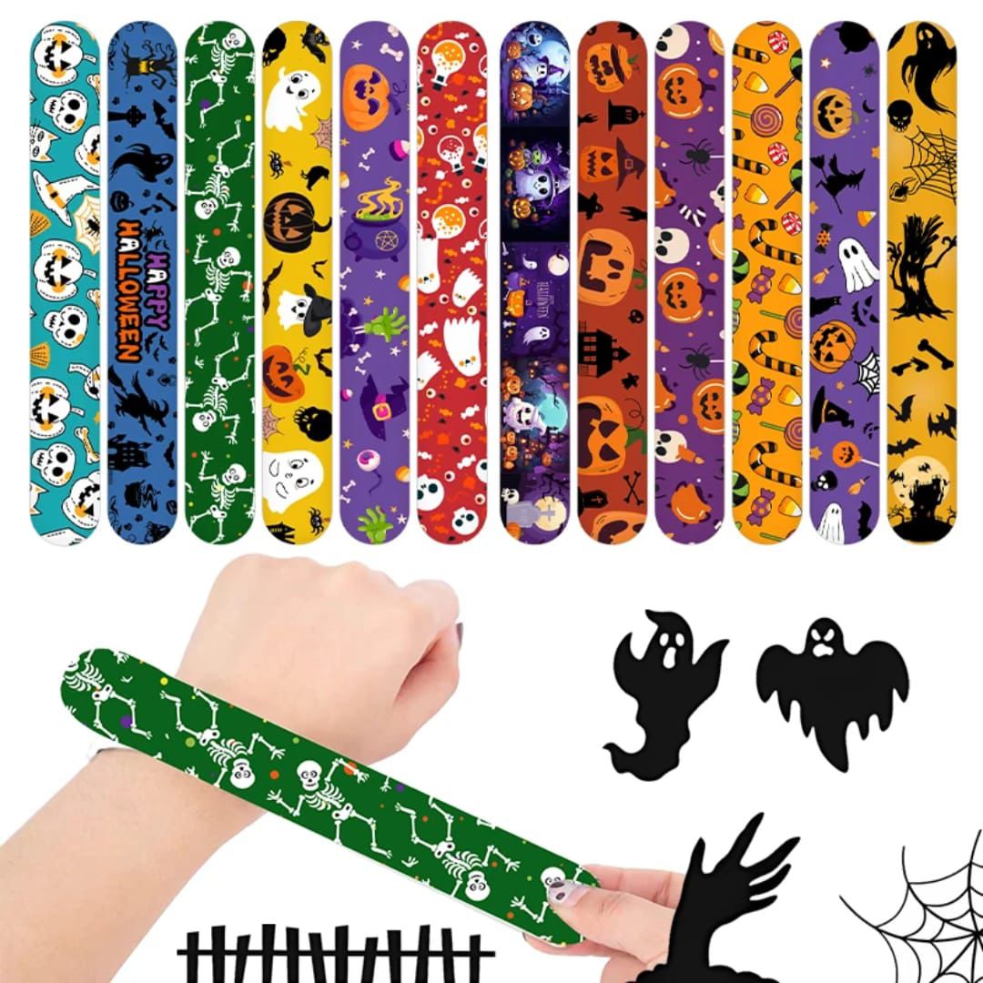 Halloween-themed slap bracelets