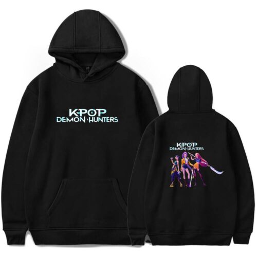 Pullover Kpop Demon Hunters Fleece Black Hoodie
