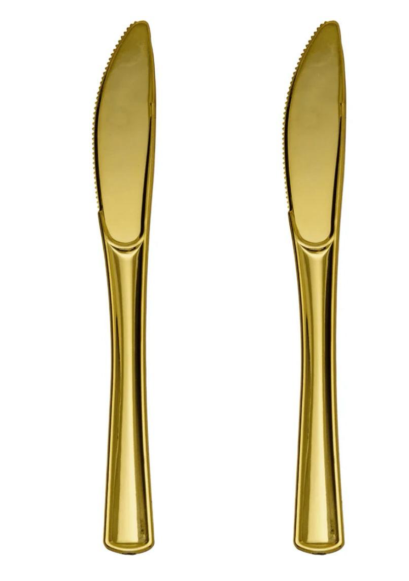 10 pc Gold Plastic Knives