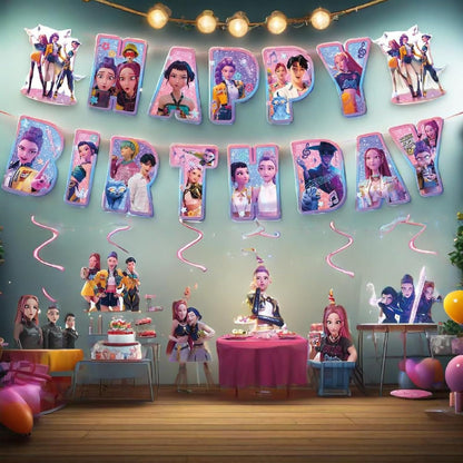 Kpop Demon Hunters Huntrix Backdrop Party Package