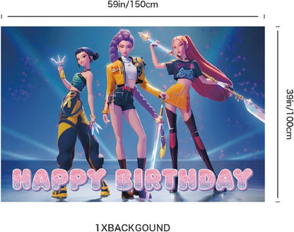 Kpop Demon Hunters Huntrix Backdrop Party Package