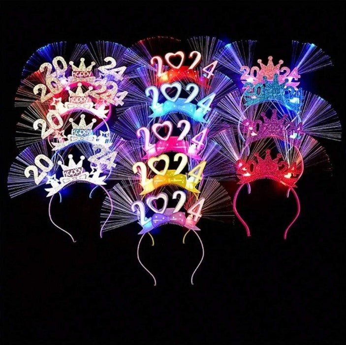 Light Up Happy New Year Headpieces 2024 New Years