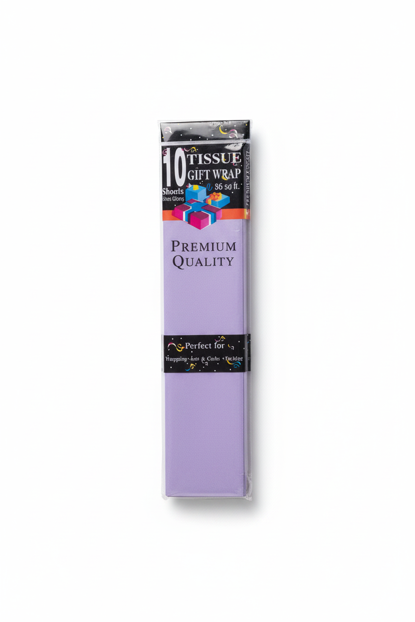 Lilac tissue gift wrap pack standing upright