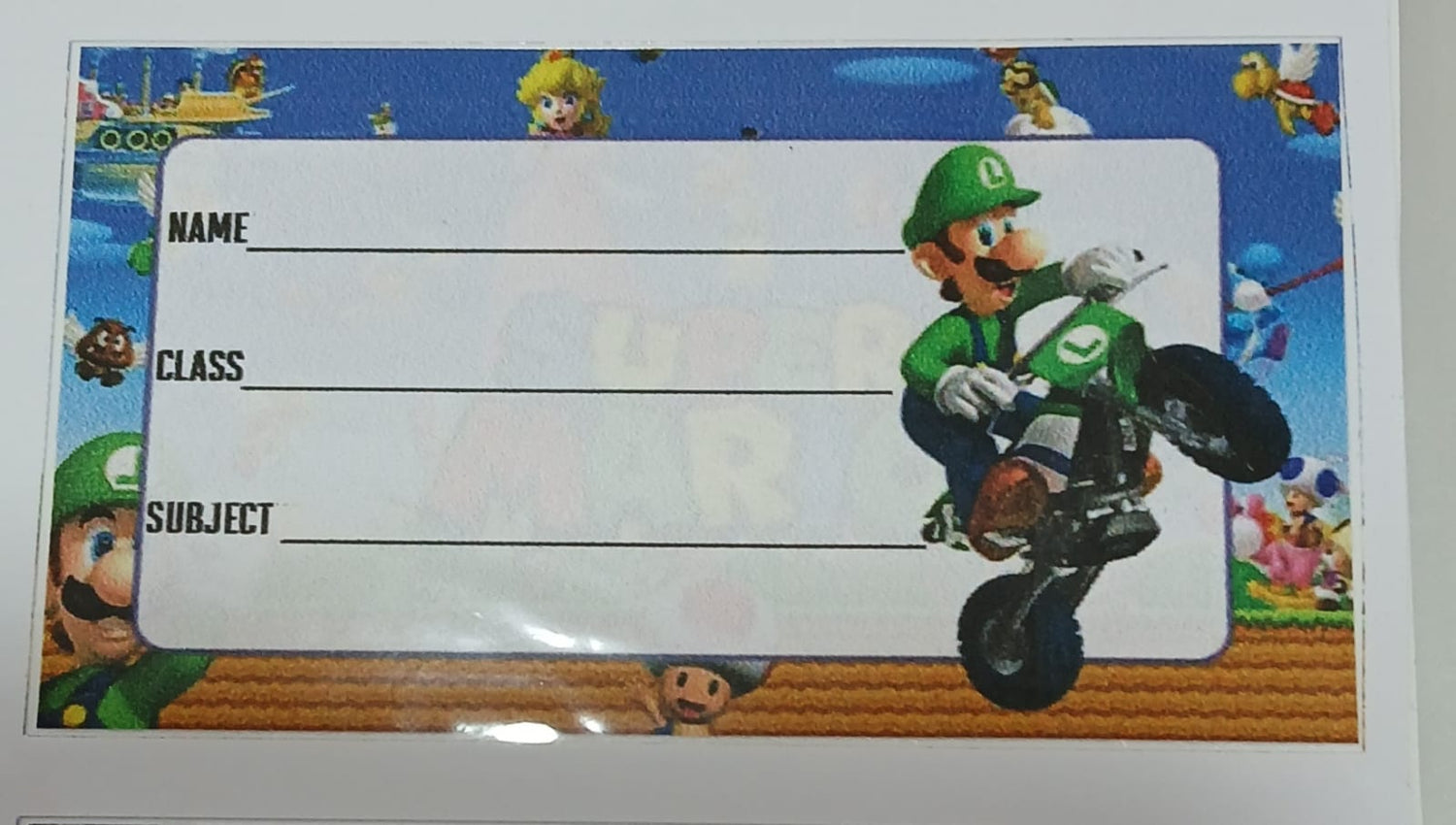 Mario Luigi Motor Bike Book labels