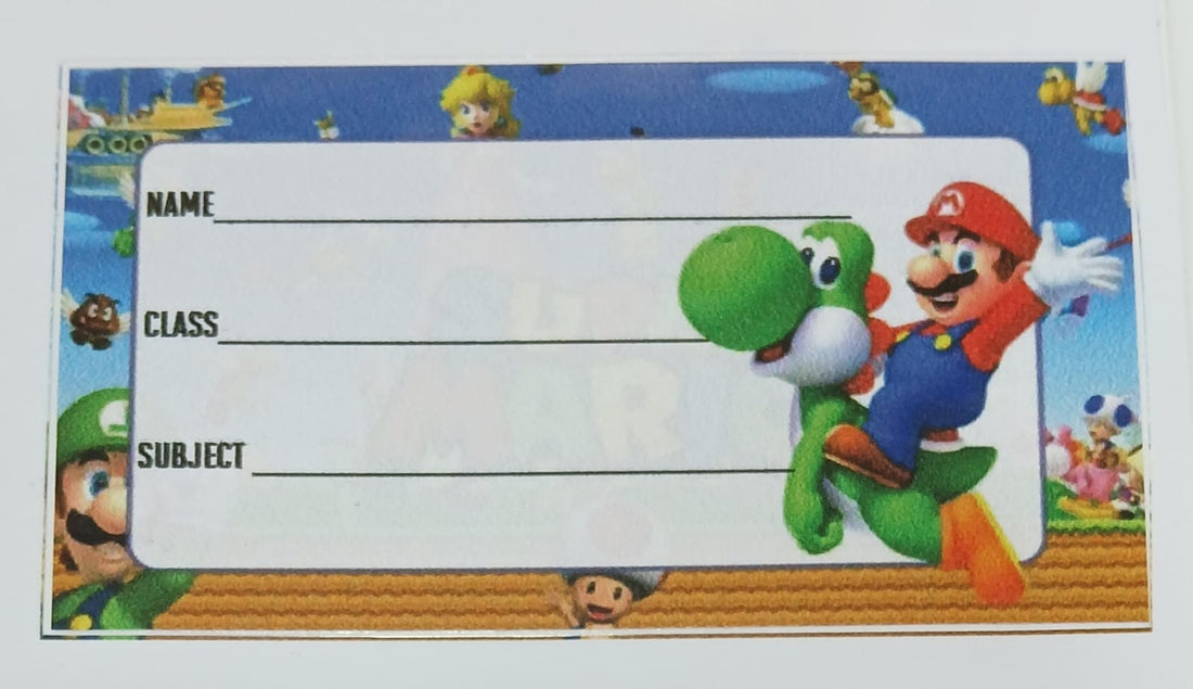 Mario and Yoshi Book Label