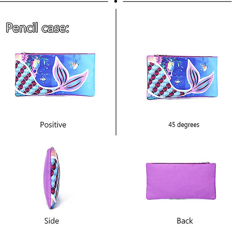 Mermaid Purple bookbag set (Front zipper on bookbag)