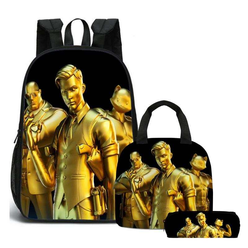Double side print Fortnite Midas 2nd edition school bookbg backpack set (3PC) (17 inch) - Preppy Kids (Grand Bazaar)
