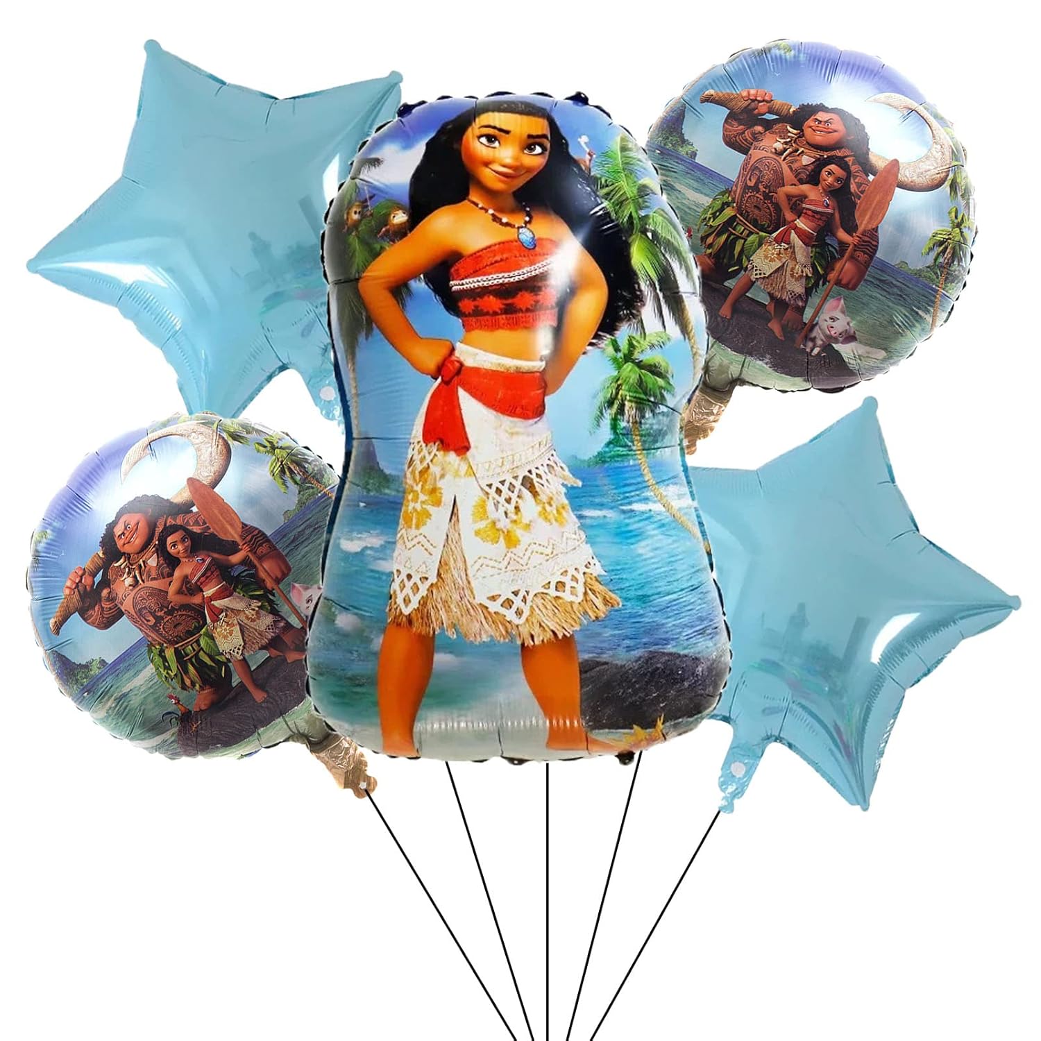 Moana 5pc foil balloon set party