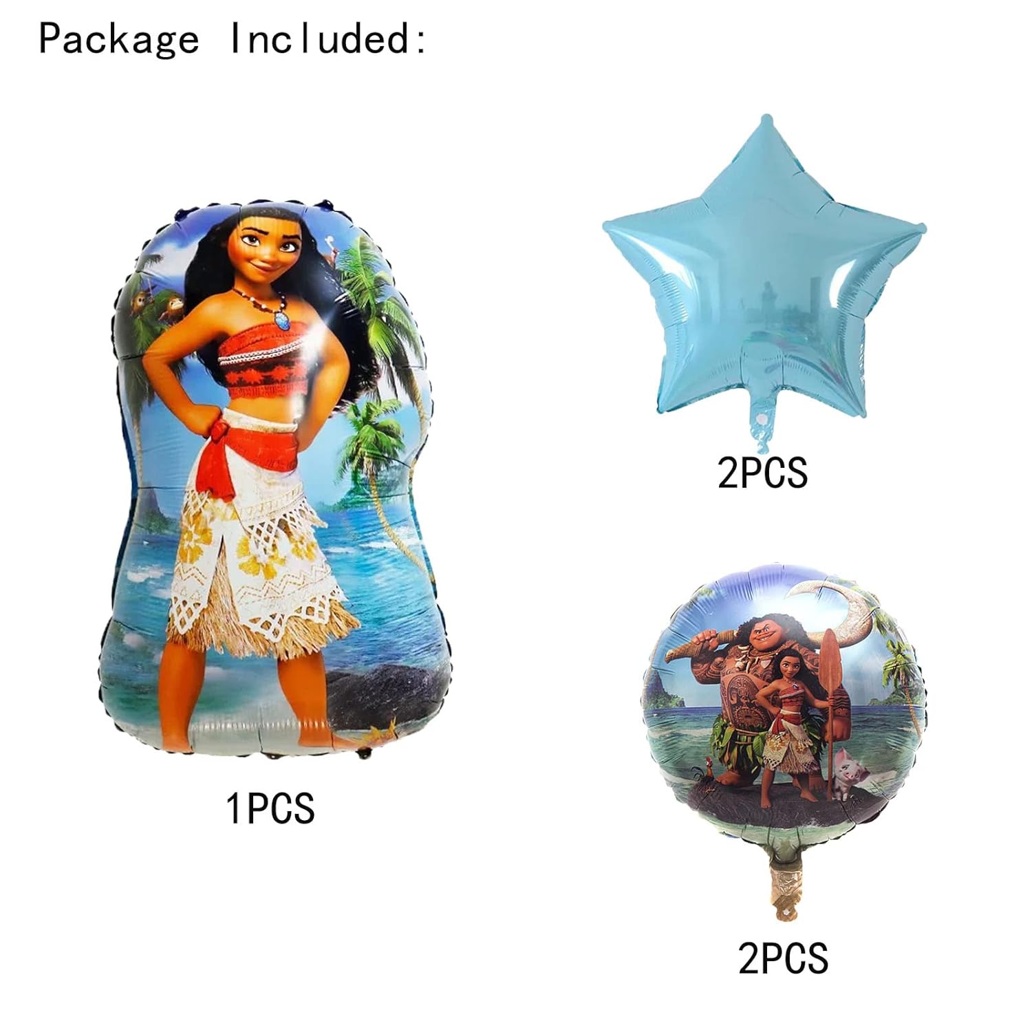 Moana 5pc foil balloon set party