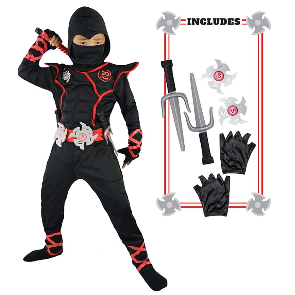 Ninja  Black Red  Costume Suit COSPLAY