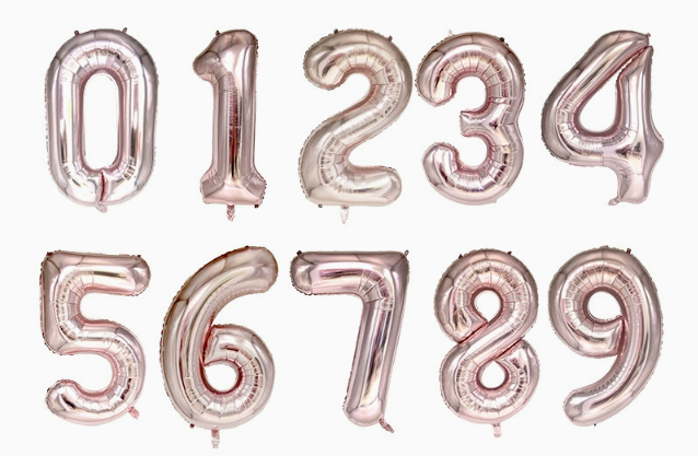 35&quot; Jumbo  Number Rose Gold Foil Helium Balloons (35&quot;).  1 to 9