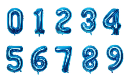 35" inch  Number Blue Foil Helium Balloons (35").  1 to 9