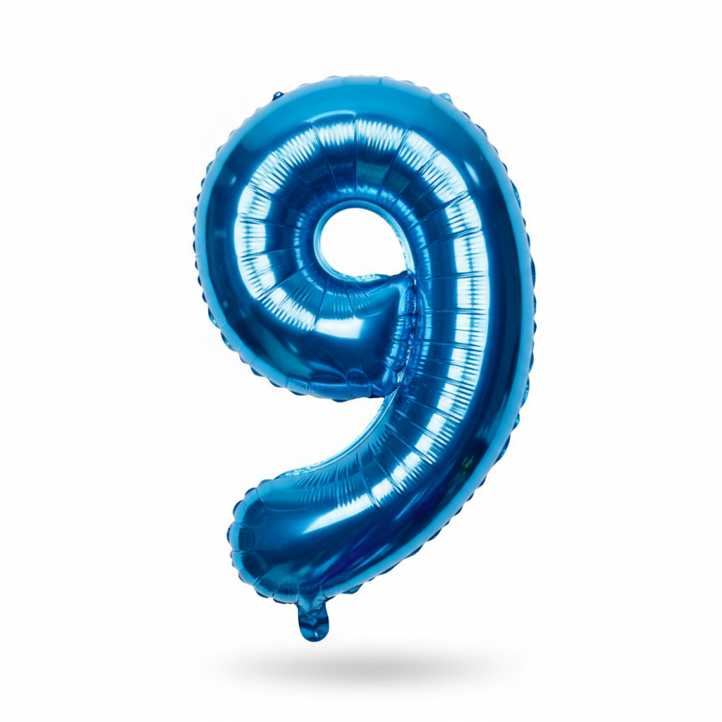 35" inch  Number Blue Foil Helium Balloons (35").  1 to 9