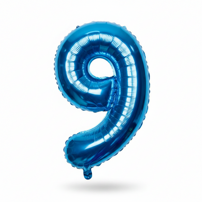 35" inch  Number Blue Foil Helium Balloons (35").  1 to 9