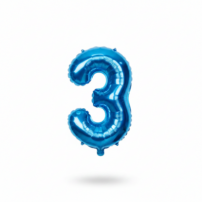35" inch  Number Blue Foil Helium Balloons (35").  1 to 9