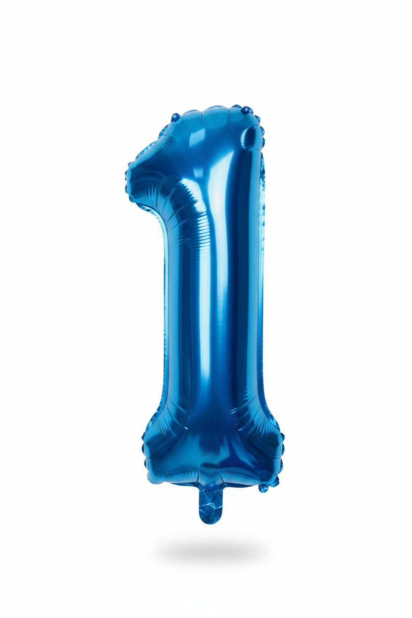 35" inch  Number Blue Foil Helium Balloons (35").  1 to 9
