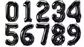 35" Number Black Foil Helium Balloons (35").  1 to 9