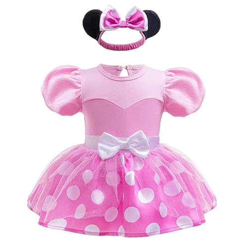 Pink Minnie Mouse Dress With Headband