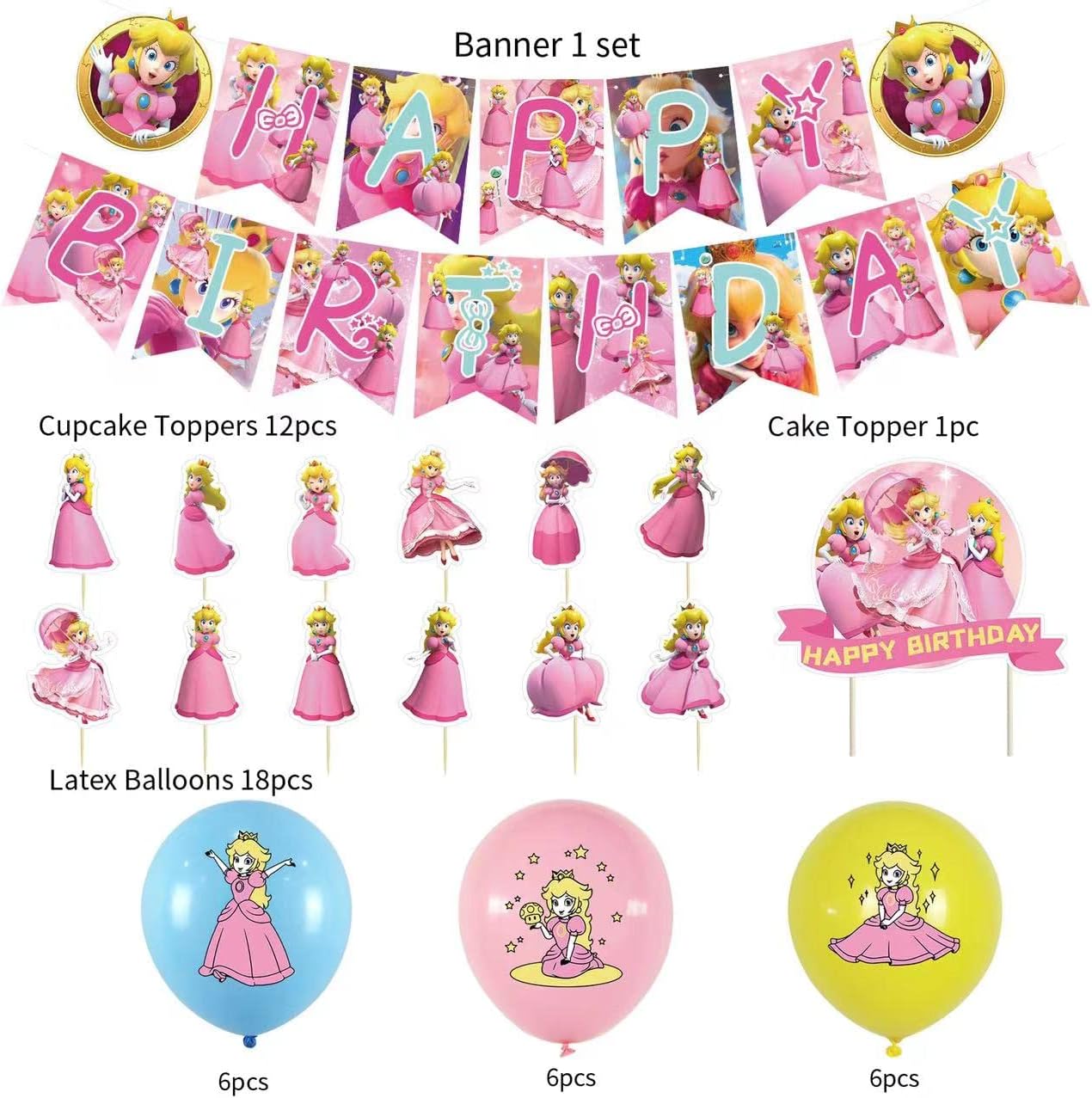 Princess Peach Party Decoration Package (Marios