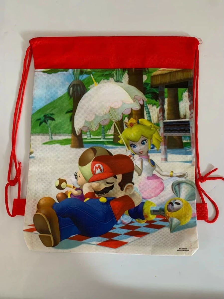 Mario and Princess Peach Pull String Bag