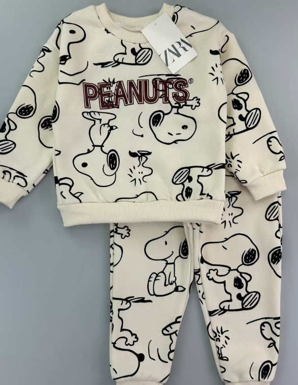 Zara PEANUTS long sleeve track suit 2pc set