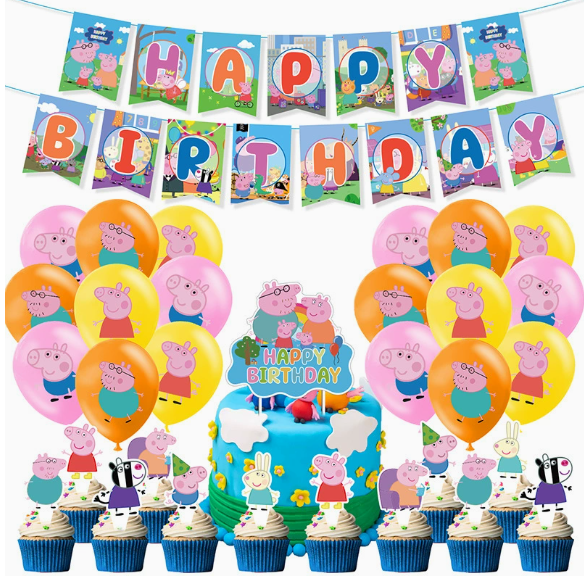 Peppa Party Decoration Package With Backdrop