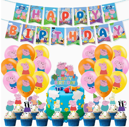 Peppa Party Decoration Package With Backdrop