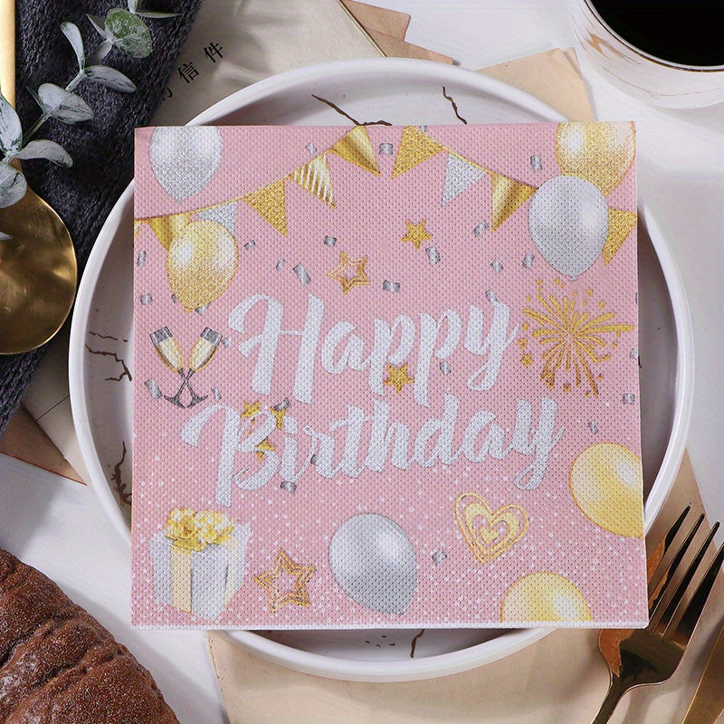 Pink Happy Birthday Napkins