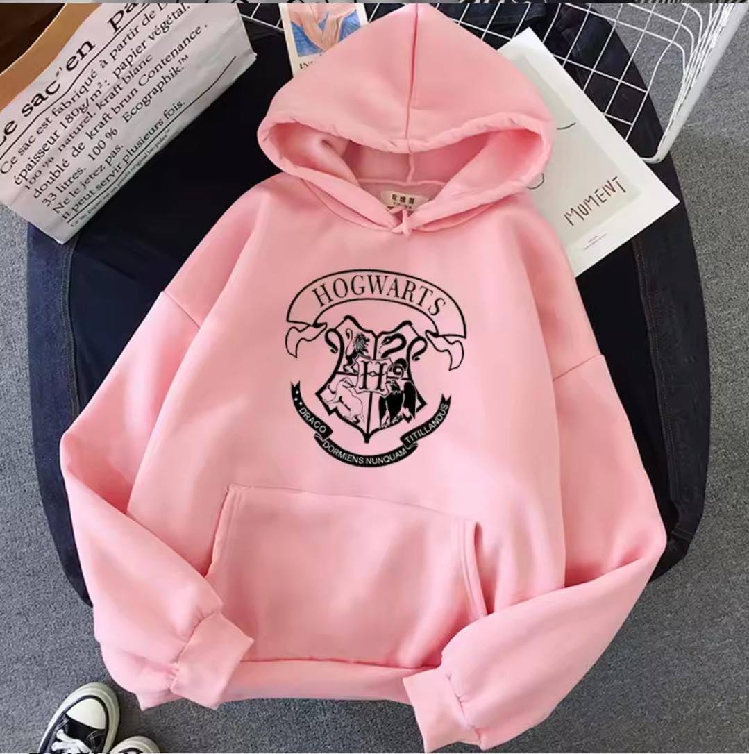 Harry Potter Pink Hogwarts Fleece Pullover Hoodie