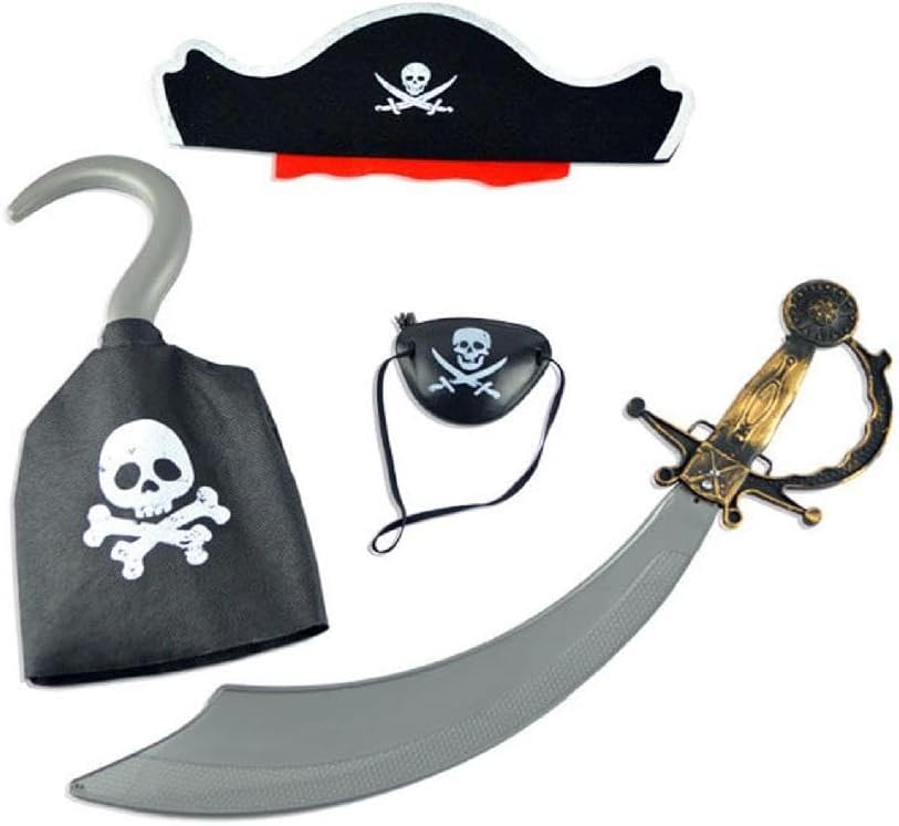 Pirate Captain Cosplay Costume Props Pirate Hat Hook for Halloween Kids Birthday Party Decoration Supplies Costume Props for Halloween Party