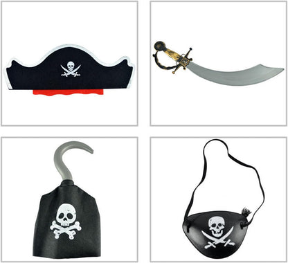 Pirate Captain Cosplay Costume Props Pirate Hat Hook for Halloween Kids Birthday Party Decoration Supplies Costume Props for Halloween Party