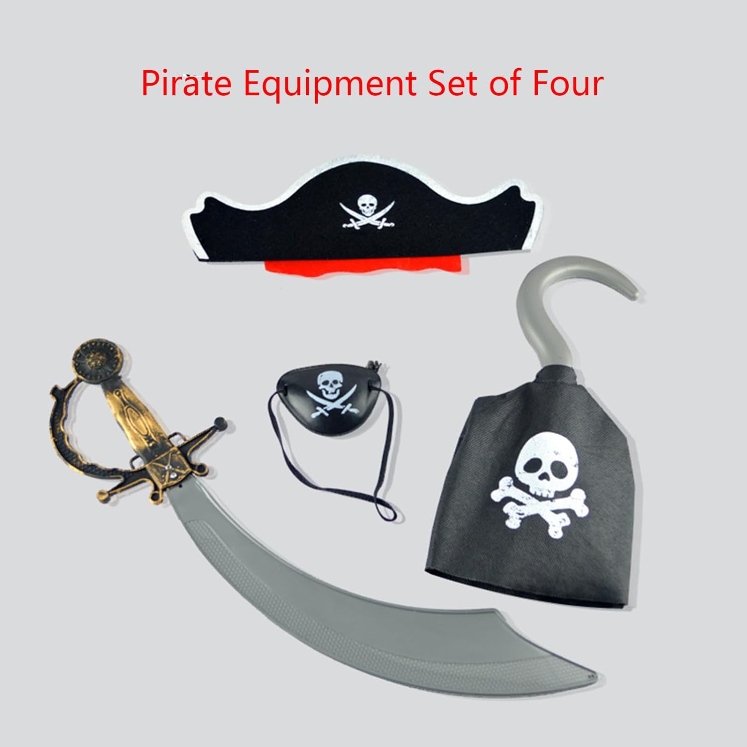 Pirate Captain Cosplay Costume Props Pirate Hat Hook for Halloween Kids Birthday Party Decoration Supplies Costume Props for Halloween Party