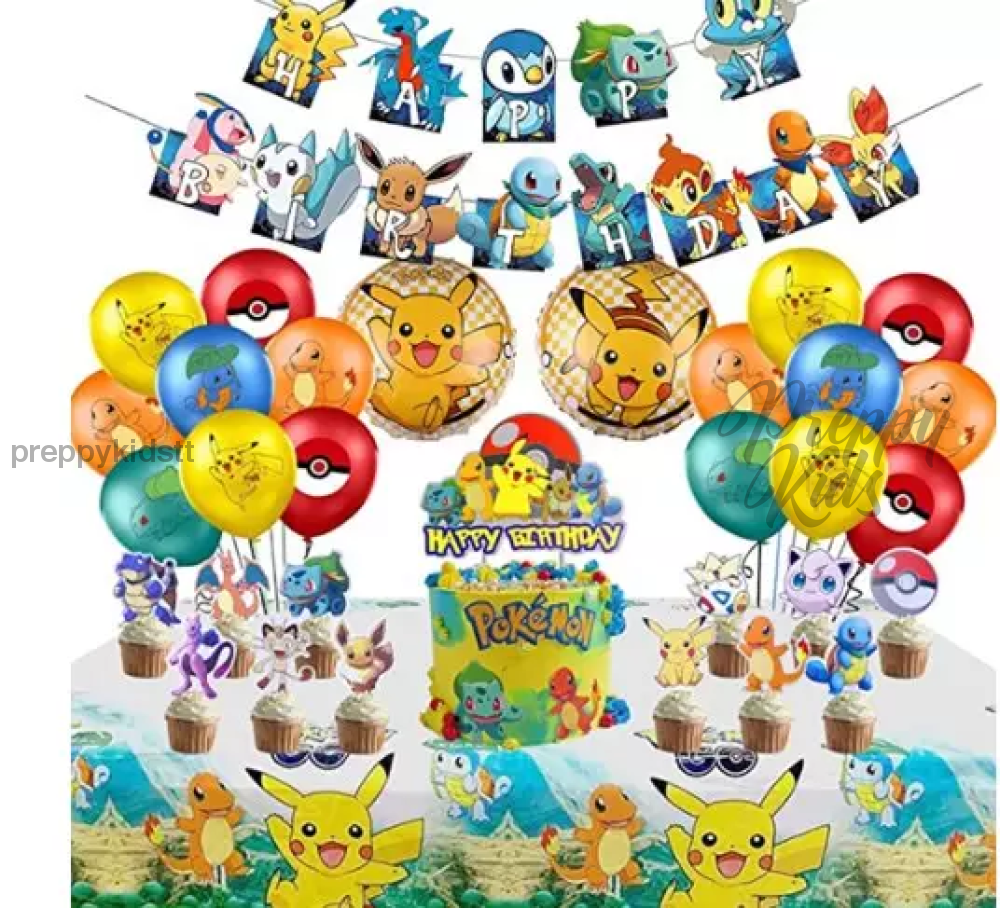 P0kemon 2nd Edition Party Decorations with Tablecloth (47 pieces)