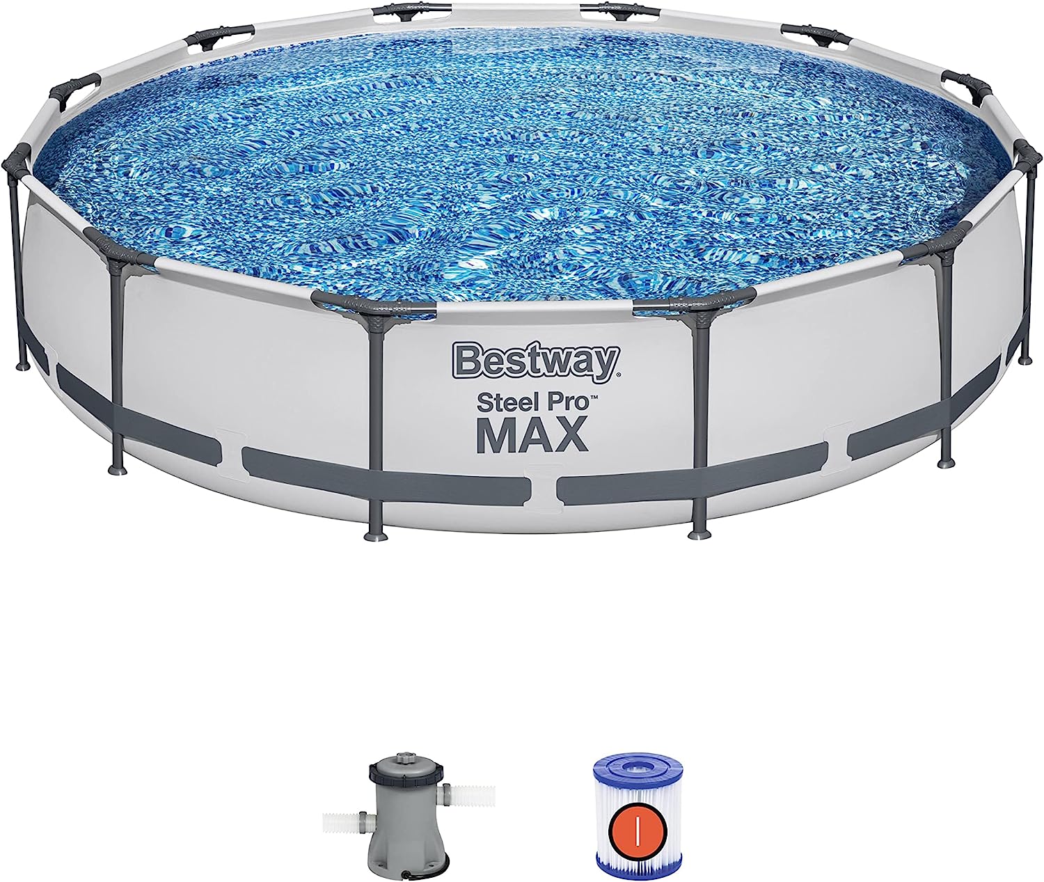 Bestway Steel Pro Above Ground, 12ft x 30 Inch | Frame Swimming Pool with Filter Pump