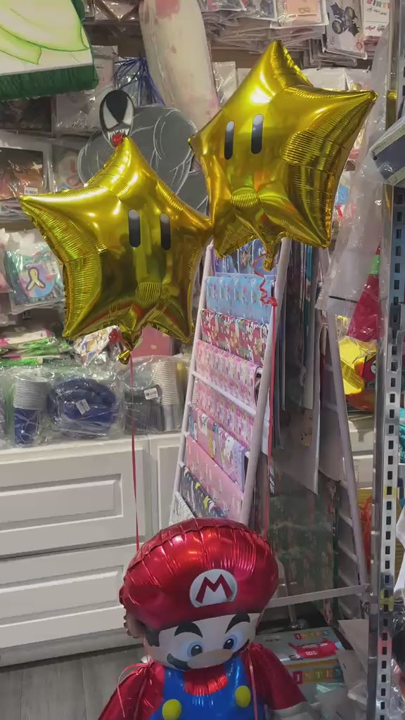 Mario 3pc set 4D Foil Balloon with 2 Gold Stars