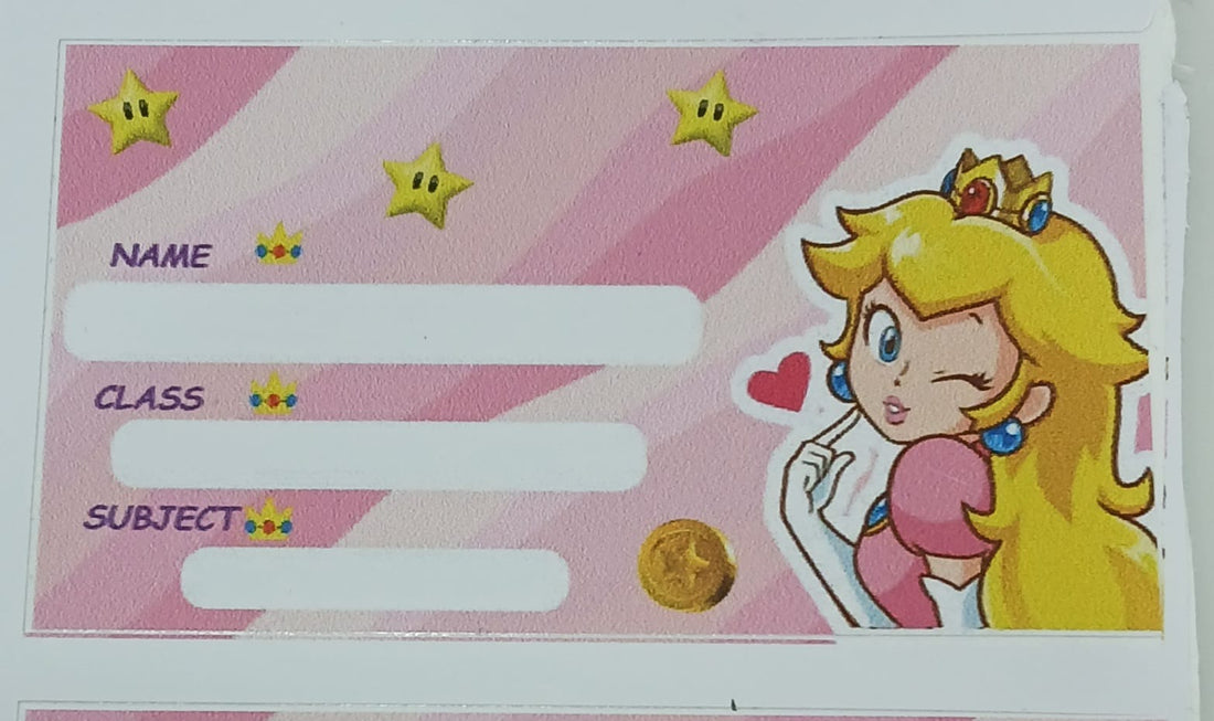 Princess Peach winking book labels