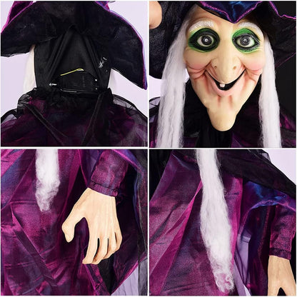 Purple Witch Animated with Halloween Hanging Life Decorations Prop Animated - Preppy Kids (Grand Bazaar)