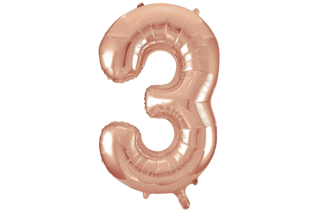 35" Number Rose Gold Foil Helium Balloons (35").  1 to 9