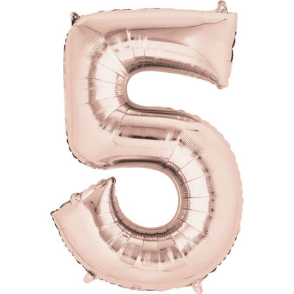 35" Number Rose Gold Foil Helium Balloons (35").  1 to 9