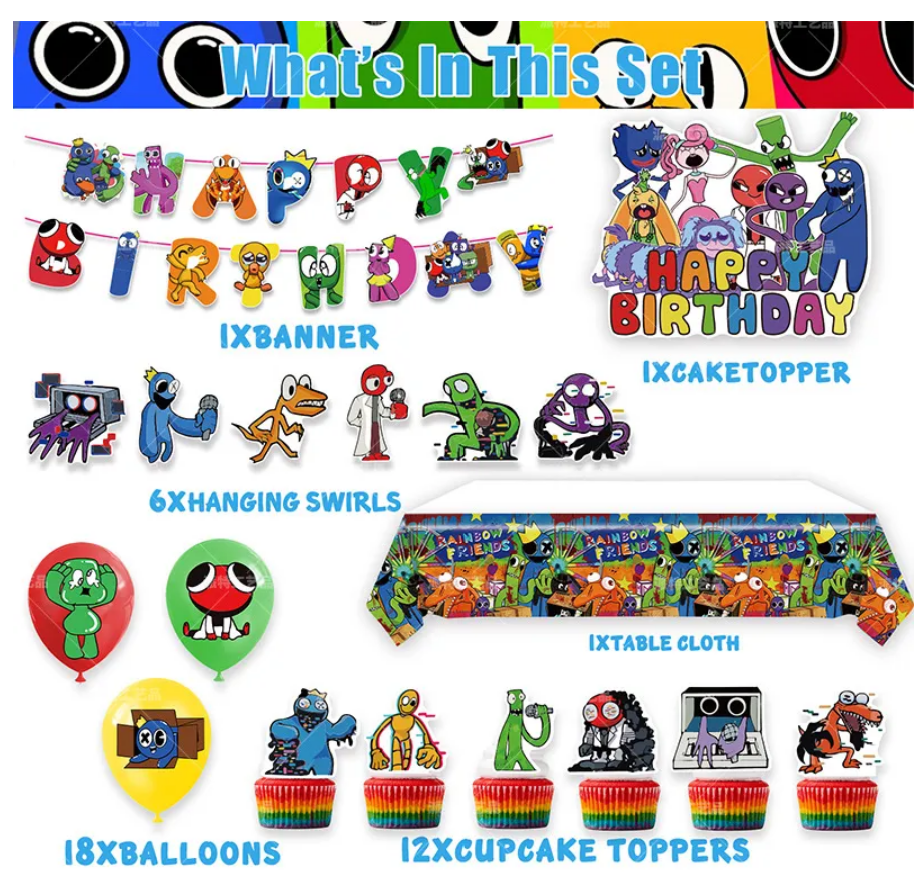 Rainbow Friends Party Decorations package